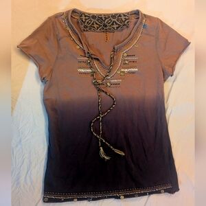 Embellished Brown and Black Women's Top